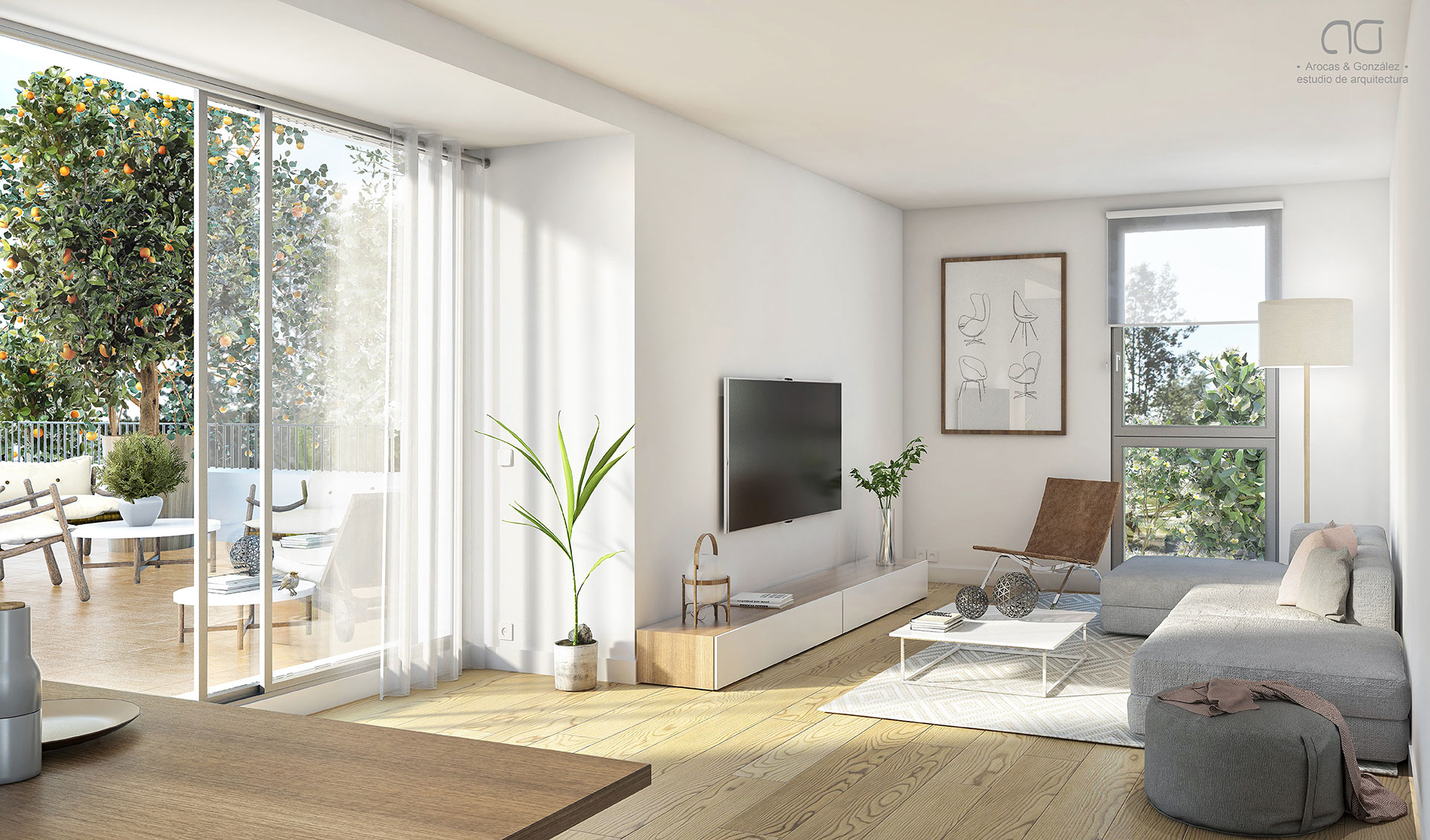 Salón de vivienda tipo — Residencial María Cristina